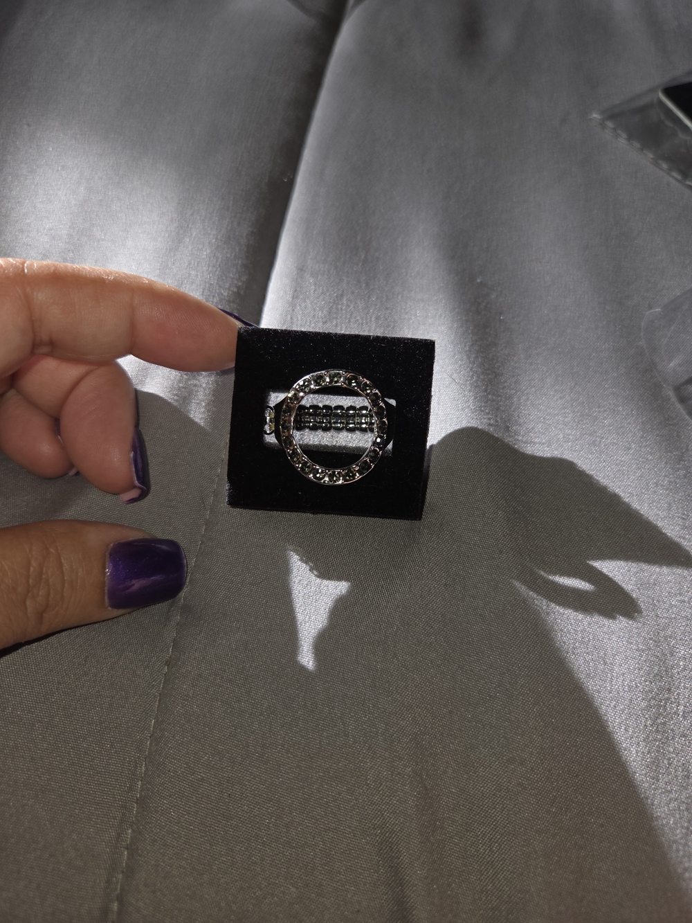 Silver Circle Pavé Ring - Black Accents